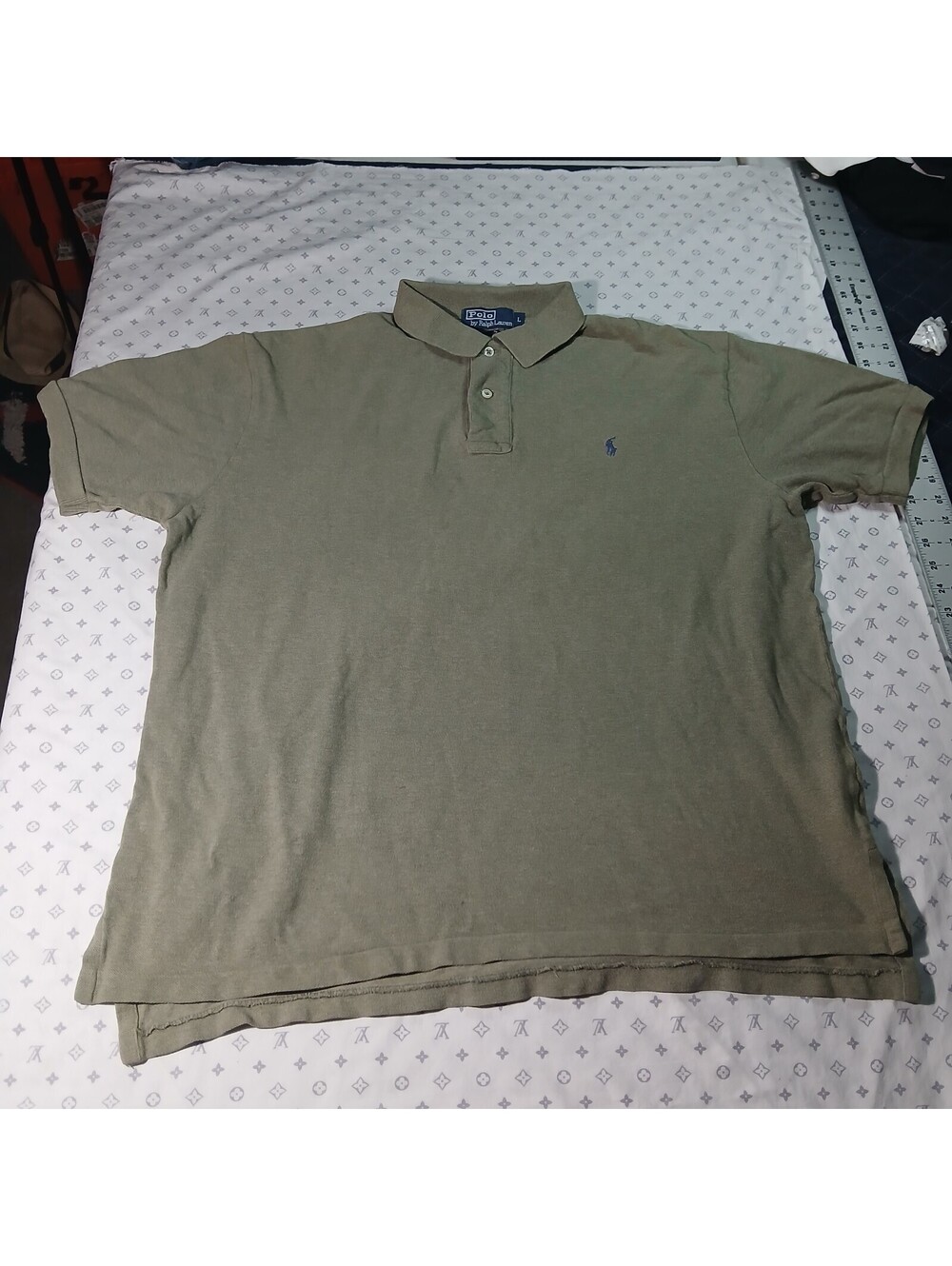 Polo Ralph Lauren Khaki Short Sleeve Polo Shirt Mens Large Preppy Classic